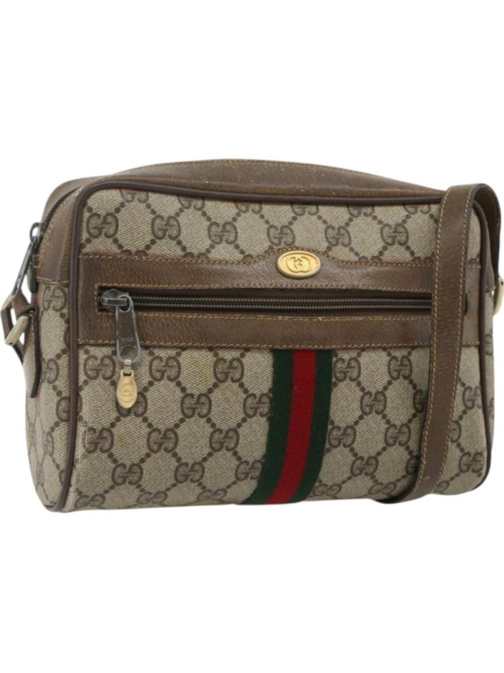 GUCCI GG Supreme Web Sherry Line Bag PVC Beige Gold 904 02 004